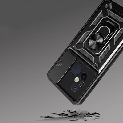 Kapak telefoni Tech-Protect Camshield Pro për Xiaomi Redmi 12C, me unazë 360°, i zi