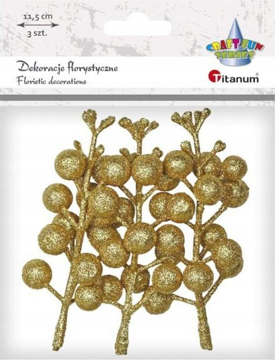 Dekor degë artificiale Titanum Virginia Creeper, 11.5 cm, set 3 copë, ngjyrë e artë