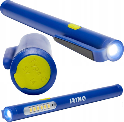Dritë pune LED Irimo, me karikim USB Type C, portative, blu