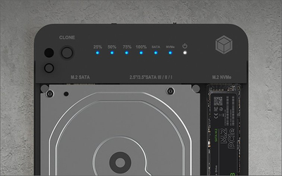 Stacion klonimi Icy Box IB-2915MSCL-C31, USB 3.2 Gen 2, për SSD M.2 NVMe dhe HDD 2.5\"/3.5\", gri