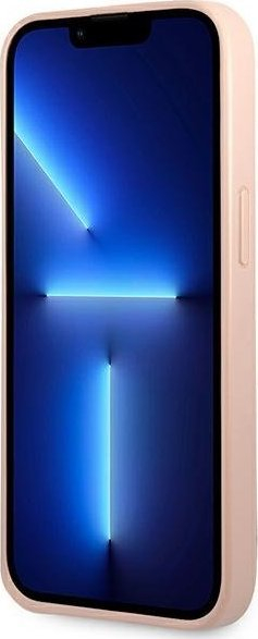 Mbrojtëse telefoni Guess Saffiano Triangle Logo për iPhone 14 Plus 6.7", kasë e fortë, rozë