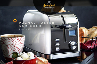 Tостер SAM COOK PSC-60/W, 950W, 8 нивоа на печење, LCD екран, бел