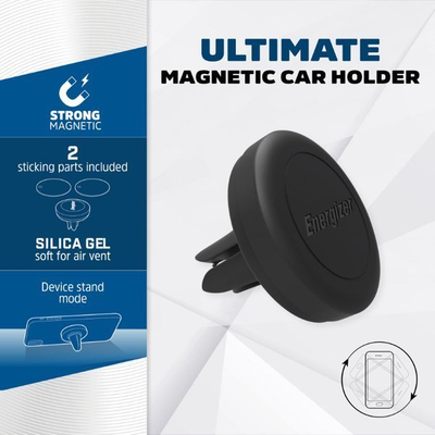 Mbajtës magnetik për makinë Energizer Ultimate, për telefon, për grilë ajri, i zi