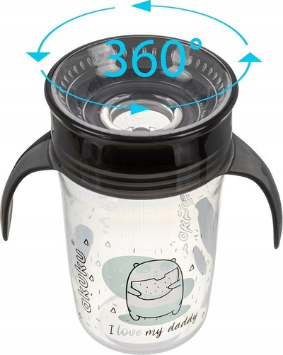 Gotë trajnimi Akuku 360 Drip Glass, 240ml, me doreza, ngjyrë e errët