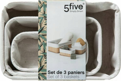 Set shporta Five Simply Smart, 3 copë, bambu dhe poliester, bezhë