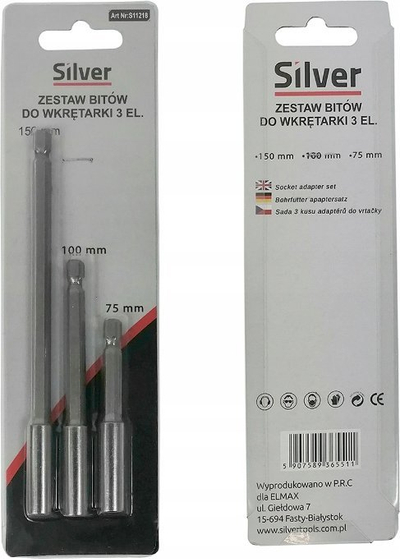 Mbajtës magnetik për bit 1/4", zgjatje 75 100 150mm, metalik