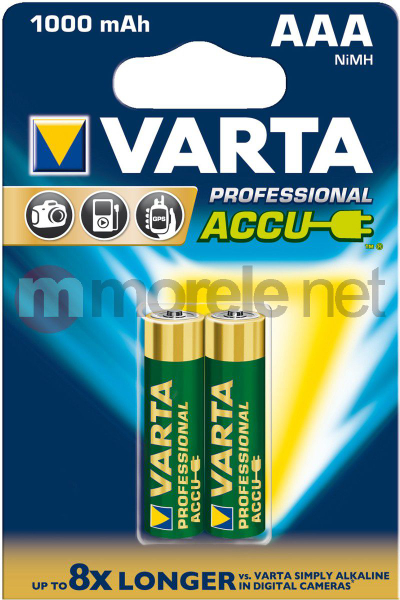 Bateri rikarikuese Varta AAA, 1000 mAh, 2 copë