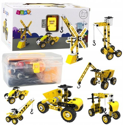 Set blloqesh për ndërtim LEAN Toys Construction Machines 8n1, 100 copa, plastik