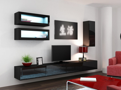 Komodinë TV Cama Meble Vigo 140, 140 cm, MDF, e zezë