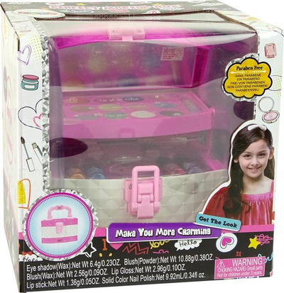 Сет шминка за деца Leantoys Vanity Case, кутија со огледало, козметички аксесоари, розова