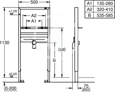 Kornizë montimi për lavaman Grohe Rapid SL 38557001, lartësi 1.13 m, çelik, krom