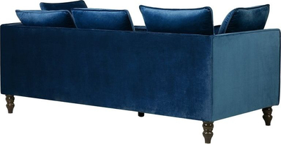Divan 3 vendsh FENSTAD, kadife, stil i vjetër, blu