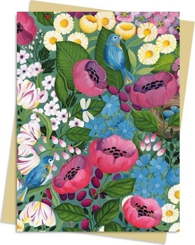 Kartolinë Kukartka Flowers and Birds B6, me letër shoqëruese, shumëngjyrëshe