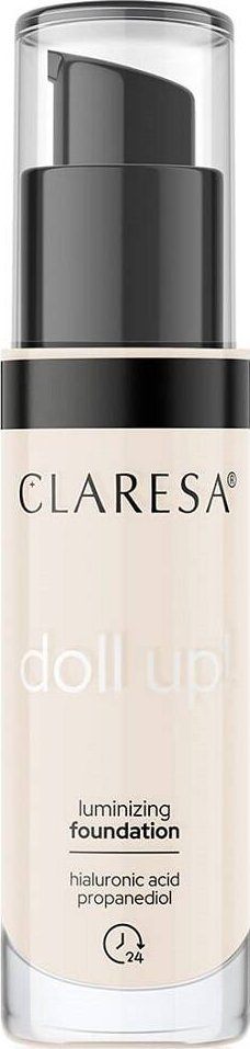 Fondatinë Claresa Illuminating Foundation Doll up! 01 Fair-light, mbulim mesatar, efekt ndriçues, 30 ml