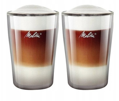 Сет чаши за лате макијато Melitta, 200ml, боросиликатно стакло со двојни ѕидови, 13cm