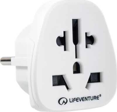 Adaptues udhëtimi Lifeventure European Travel Adaptor, 110 250V, i bardhë