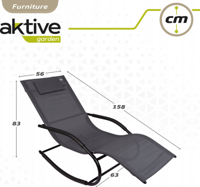 Karrige lezha lëkundëse Aktive Anthracite Garden, me jastëk, gri