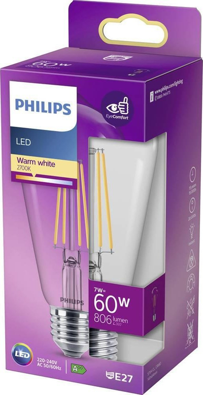 Llambë LED Philips 76305300, E27, 7W 60W, dritë e ngrohtë