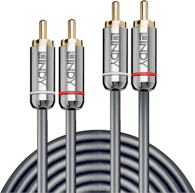 Kabllo audio Lindy Cromo Line, RCA x2 në RCA x2, 0.5m, argjendtë