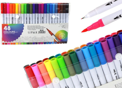 Set markera Leantoys Double-Sided, 48 copë, me dy anë, shumëngjyrësh