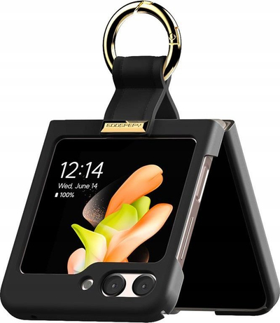 Kapak telefoni Mercury Gold Ring për Samsung Galaxy Z Flip6, me unazë, i zi