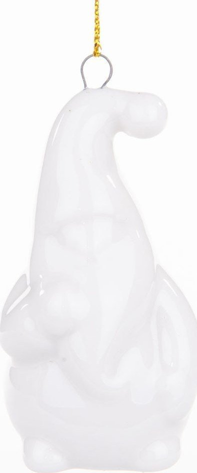 Figurë dekorative Saska Garden Christmas Ceramic Santa Claus Bauble, 7.8 cm, qeramike, gri me jeshile dhe e bardhë