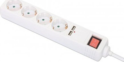 Prizë zgjatëse IC Intracom, 4 dalje, 2 porta USB, e bardhë