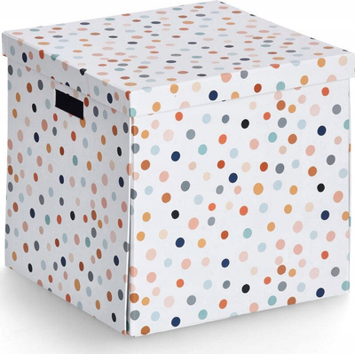 Kuti ruajtjeje Dots Storage Box, 33.5x33x32cm, karton i ricikluar, shumëngjyrëshe