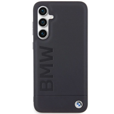 Kapak telefoni BMW Leather Hot Stamp për Samsung Galaxy S23 FE, lëkurë eko, i zi