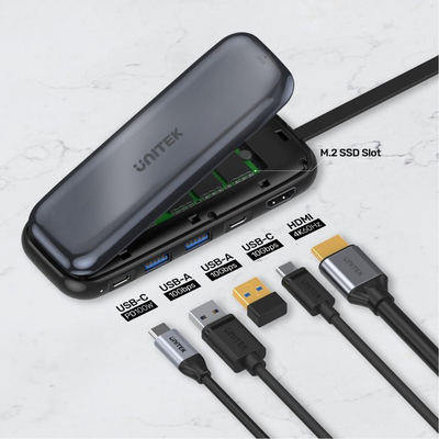 Docking station USB C Unitek D1046A, SSD M.2 NVMe, HDMI 4K 60Hz, gri