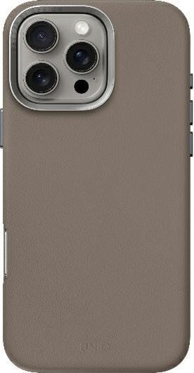 Kllafë Uniq Lyden MagClick për iPhone 16 Pro 6.3", lëkurë ekologjike, përputhshme me MagSafe, gri