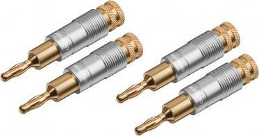 Set konektorësh altoparlanti Clicktronic Advanced Banana Plug, 4 copë, i artë