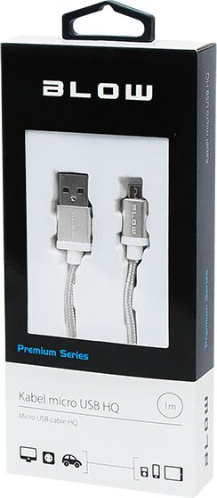Kabllo USB Blow Premium, USB A në Micro USB, 1 m, ngjyrë argjendtë
