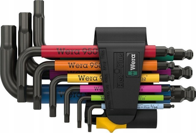 Set çelësa imbus Wera 950/9 Hex Plus Multicolour Imperial 3, 9 copë, BlackLaser