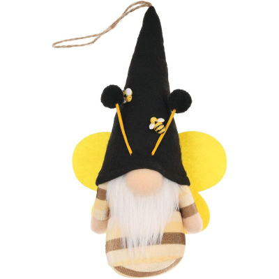 Figurine dekorative Saska Gift and Decor Black Bee, xhuxh i varur pranveror, 20 cm, e zezë e verdhë