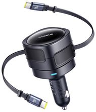 Karikues veture Baseus 60W, dy kabllo të tërheqshme USB C dhe Lightning, karikim i shpejtë, i zi