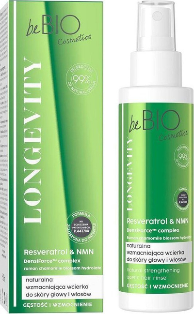 Locion për flokët BeBIO Longevity, për lëkurën e kokës dhe flokët, forcues natyral, 100 ml