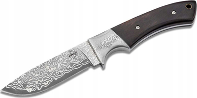 Thikë fikse gjuetie Boker Plus MOne Damascus, çelik Damascus 67 shtresa, dorezë dru ebenu