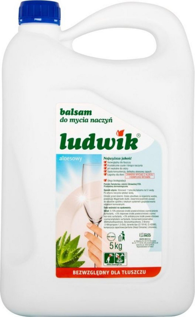 Течност за миење садови Ludwik Aloe Dishwashing Balm, 5L, алое вера, зелена