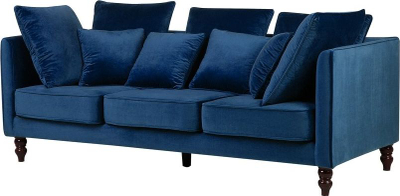 Divan 3 vendsh FENSTAD, kadife, stil i vjetër, blu