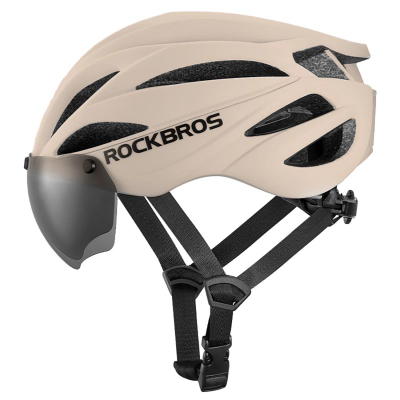 Helmetë biçiklete Rockbros Cycling, 58-62 cm, me syze UV me magnet, bezhë