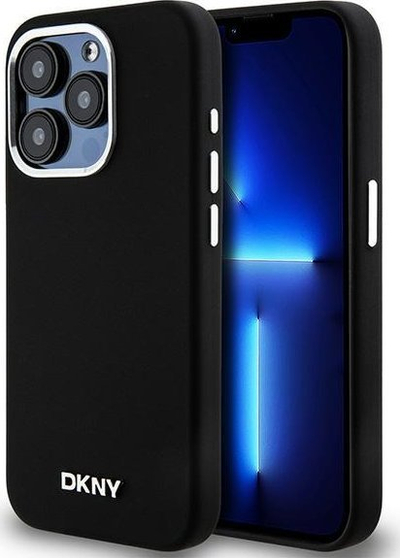 Mbështjellës telefoni DKNY Liquid Silicone Small Metal Logo MagSafe për iPhone 14 Pro, silikon, i zi
