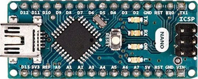 Pllakë mikrokontrolleri Arduino Nano, USB, 14 pin I O, blu