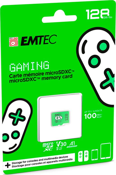 Kartë memorie microSD Emtec Gaming 128GB, UHS-I U3 V30, jeshile