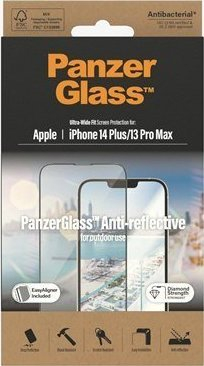 Mbrojtëse ekrani PanzerGlass Ultra Wide Fit, për iPhone 14 Plus dhe 13 Pro Max 6.7", xham Diamond, transparente