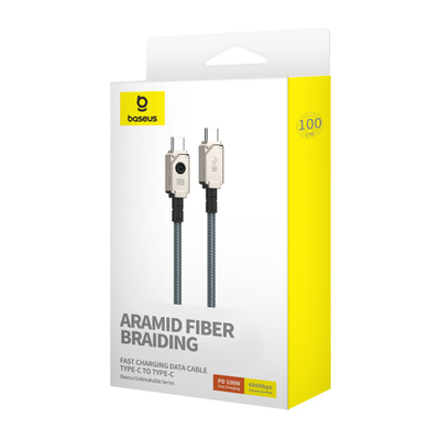 Кабел за полнење Baseus Unbreakable, USB Type C во USB Type C 100W, 1m, бел