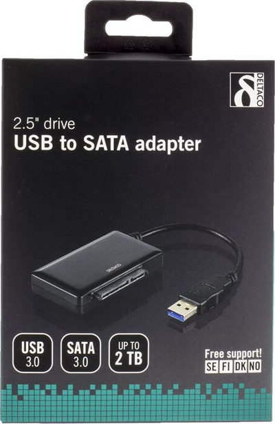 Адаптер USB во SATA Deltaco, за дискови 2.5", USB 3.0, црн