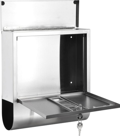 Kuti postare HI inoksi, me mbajtëse gazetash, 30.5x9.6x33.5 cm, metal
