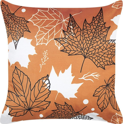 Jastëk dekorativ Beliani POINSETTIA, kadife 45x45cm, motiv gjethe, portokalli