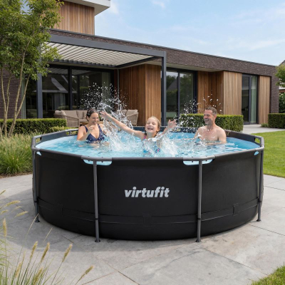 Pishinë me kornizë VirtuFit Round, Ø366 x 100 cm, me pompë filtri, ngjyrë antracit